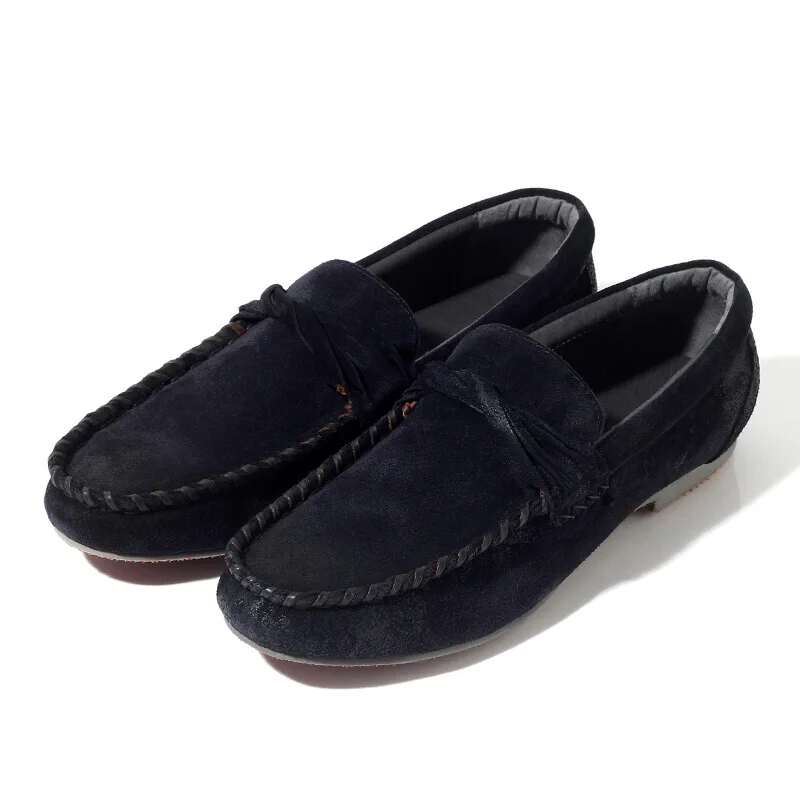 US6-10 из натуральной кожи Повседневное SLIP-ON Для мужчин Лоферы Высокое качество вождения автомобиля обувь модная дизайнерская обувь - Цвет: Black