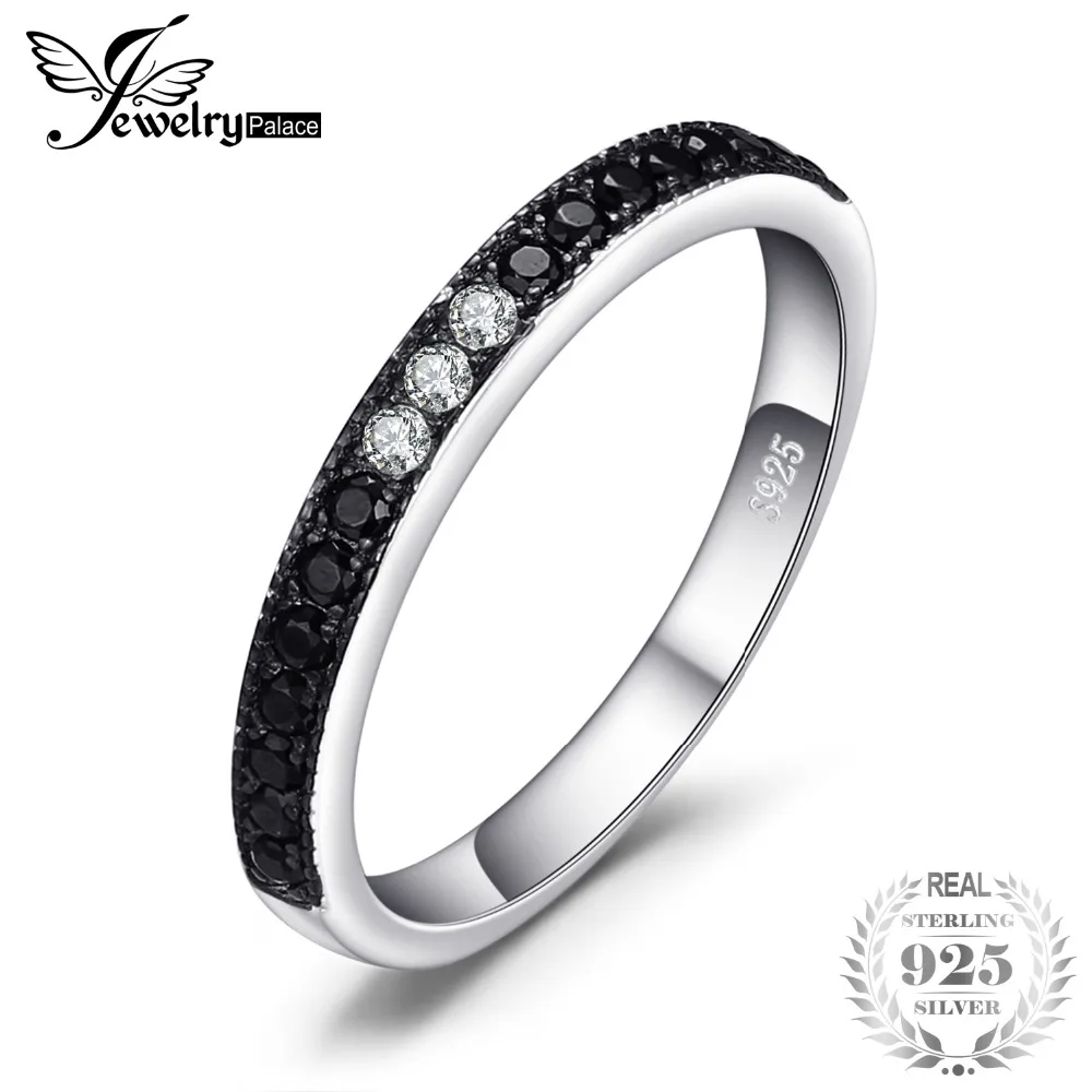 Jewelrypalace 0.25ct натуральной черной шпинели channle Комплект кольцо стерлингового