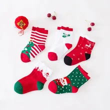 Хлопковые короткие носки для маленьких детей, 1 пара, детские носки на весну, осень, зиму, Рождественская елка, Санта Клаус, снеговик, разные цвета