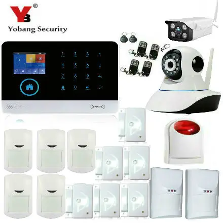 Yobangsecurity Android IOS App GSM и Wi-Fi Home сигнализации Системы Pet детектор движения PIR Беспроводной Siren Крытый IP Камера