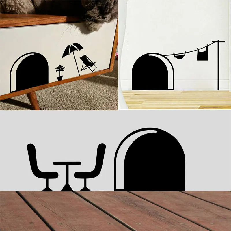 

Cartoon Fun Mouse Hole Wall Sticker Living Room Staircase Wall stickers For Kids Rooms Drawer Vinyl Autocollant Mural Decoration