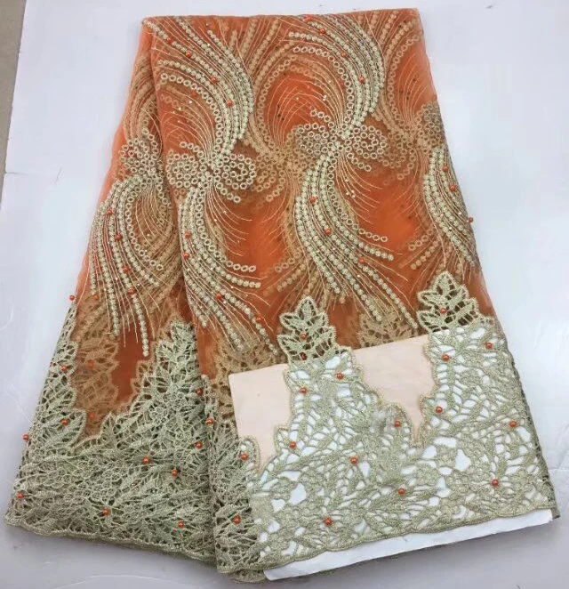 

2017 Applique Nigerian French Tulle Lace Fabric Dribbling Embroidered African Mesh French Lace Fabric With Beaded