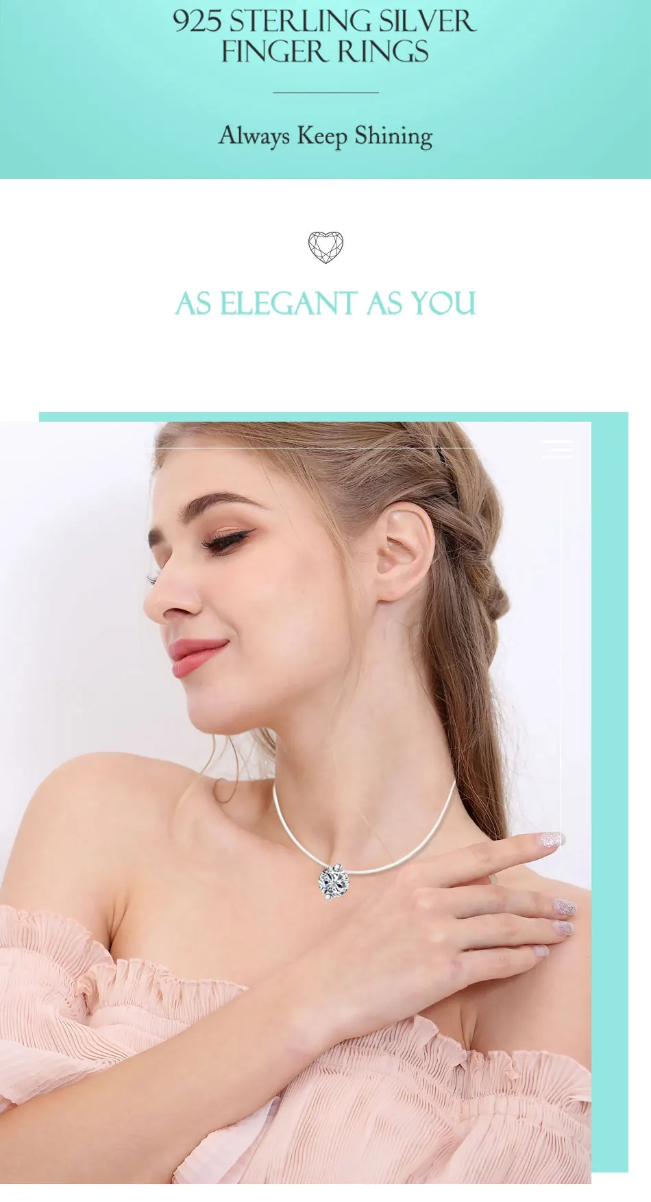 ELESHE 925 Sterling Silver Necklace& Pendant Transparent Water Drop Crystal Raindrop Choker Necklaces for Women Wedding Jewelry