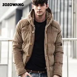 ZOZOWANG бархатная мужская зимняя куртка пальто Модные Качественные хлопковые стеганые защищающие от ветра толстые теплые мягкие Брендовые