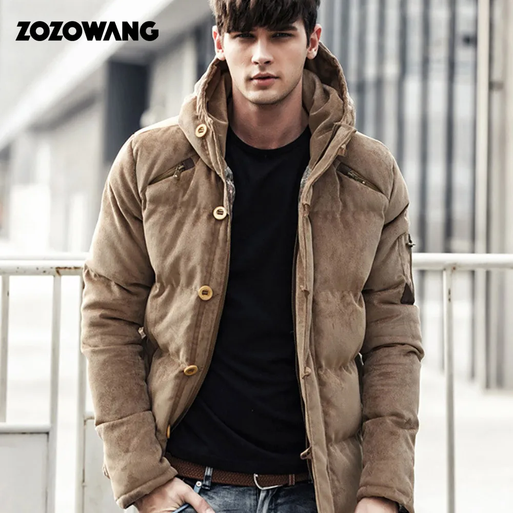 

ZOZOWANG Velvet Men Winter Jacket Coat Fashion Quality Cotton Padded Windproof Thick Warm Soft Brand Clothing Hooded Male Parkas