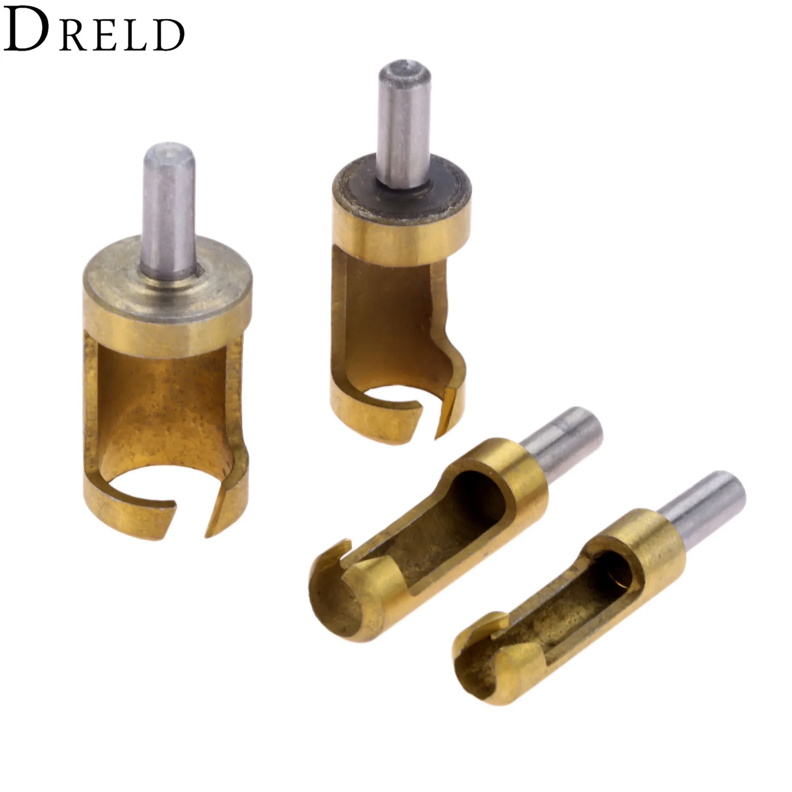 DRELD 4pcs Woodwoking Tool Barrel Cork Drill Plug Cutter Drill Bit for