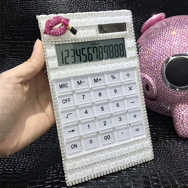 حجر الراين حاسبة لصق الماس الحفر الكامل الحفر حاسبة الأبيض شخصية الإبداعية الكريستال مع الماس