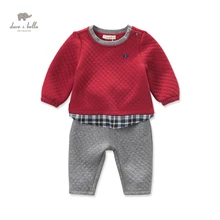 Dave bella/комплект осенней одежды красного цвета для маленьких мальчиков; комплект одежды в стиле пэчворк; DB4072