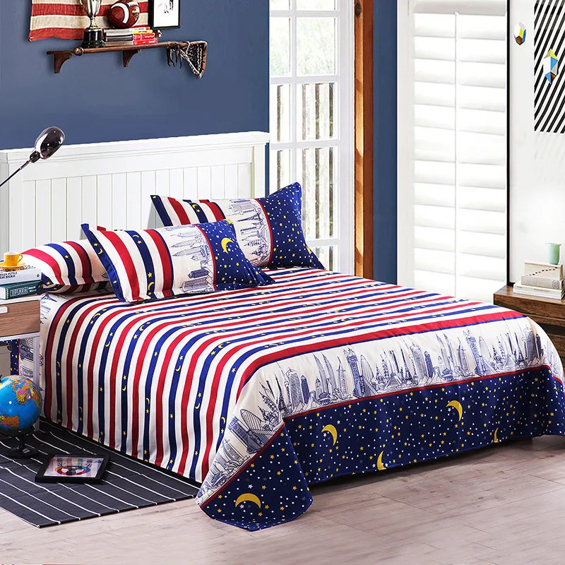 

Bed Sheet Without Pillowcase Blue Star Printed Bed Linen Queen Size Mattress Covers Sheet With Elastic For King Size