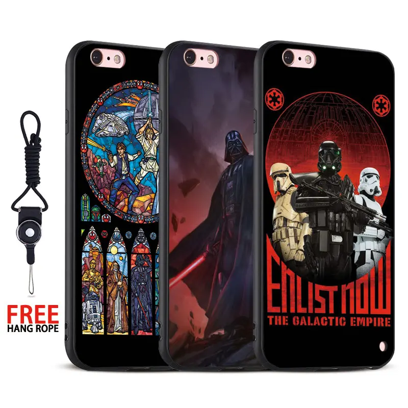 

Star Wars Fashion logo Coque Hang Rope Soft Silicone Mobile Cell Phone Case Cover Shell bag For Apple iPhone 5 SE 5S 6 6S 7 Plus