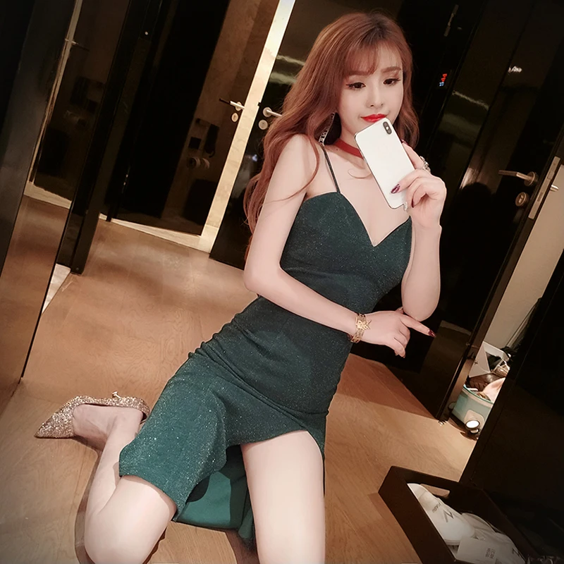 

Real shot New sexy high open back halter dress 2019 fashion temperament waist slim strap dress