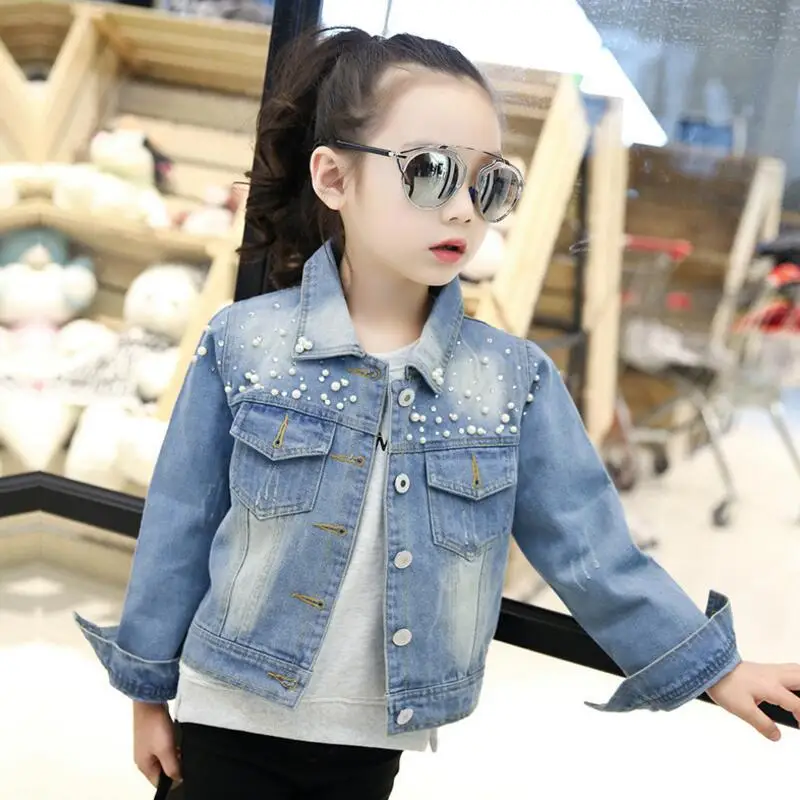 Fashion Casual Spring Autumn Long Sleeve Baby Girl Denim Jacket Kids