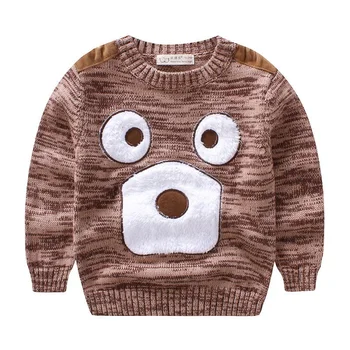 

Bear Baby Boy Sweater Thicken Warm Toddler Kids O-Neck Cardigan Long-Sleeved Outfit Cotton Blended Elastic Pullover Sweater 2019