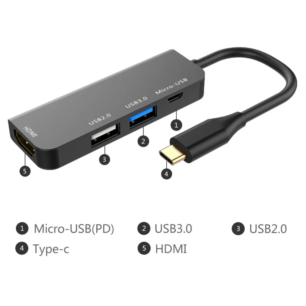 USB C концентратор 4 K 30Hz type C к HDMI USB 3,0 USB Micro USB Кабель-адаптер с зарядка PD для Macbook Pro Air huawei P20 type-C концентратор