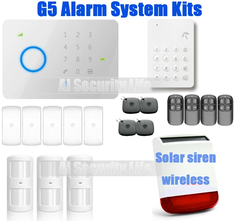 Chuangkesafe  universal 315Mhz CHUANGO G5 GSM SMS Home Burglar Security Alarm System with RFID Tag ,access control smoke sensor