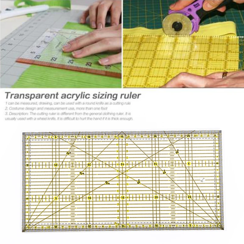 

Acrylic Ruler Grid Ruler Tailor Sewing Cutting Measuring Drawing Tool Transparent Quilting Patchwork Brand New