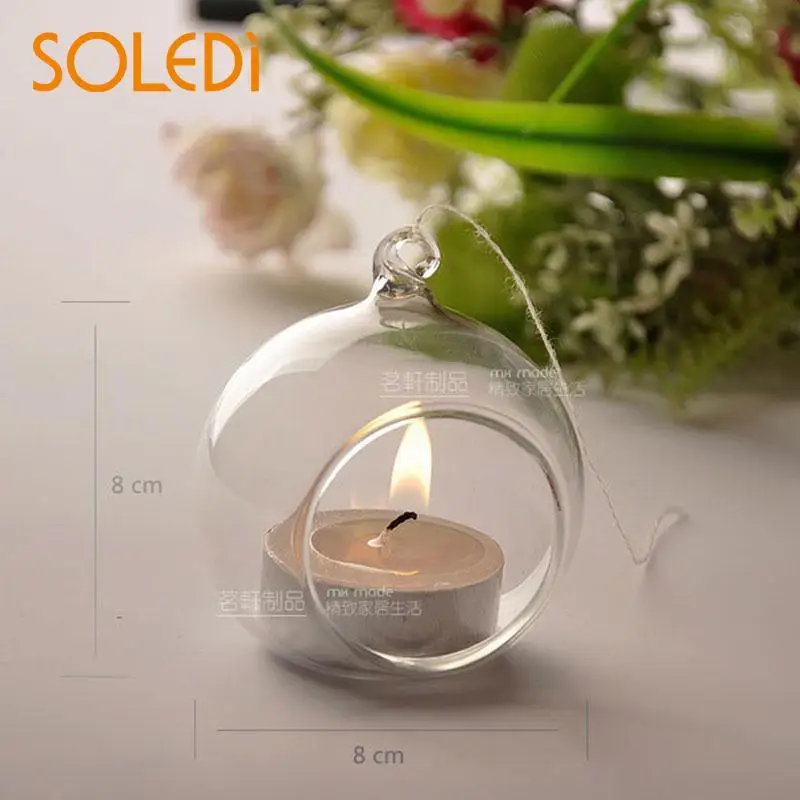 

SOLEDI European Designed Hanging Crystal Glass Candle Holder Home Decor Candlestick birthday candle