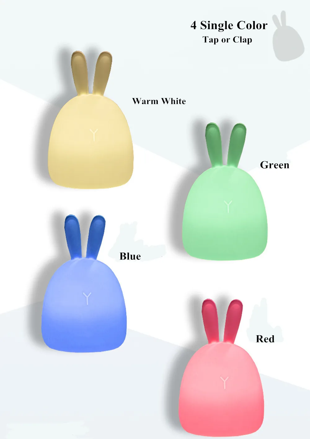SuperNight Rabbit LED Night Light Vibration Touch Sensor Colorful USB Silicone Bunny Bedside Table Lamp for Children Kids Baby (15)
