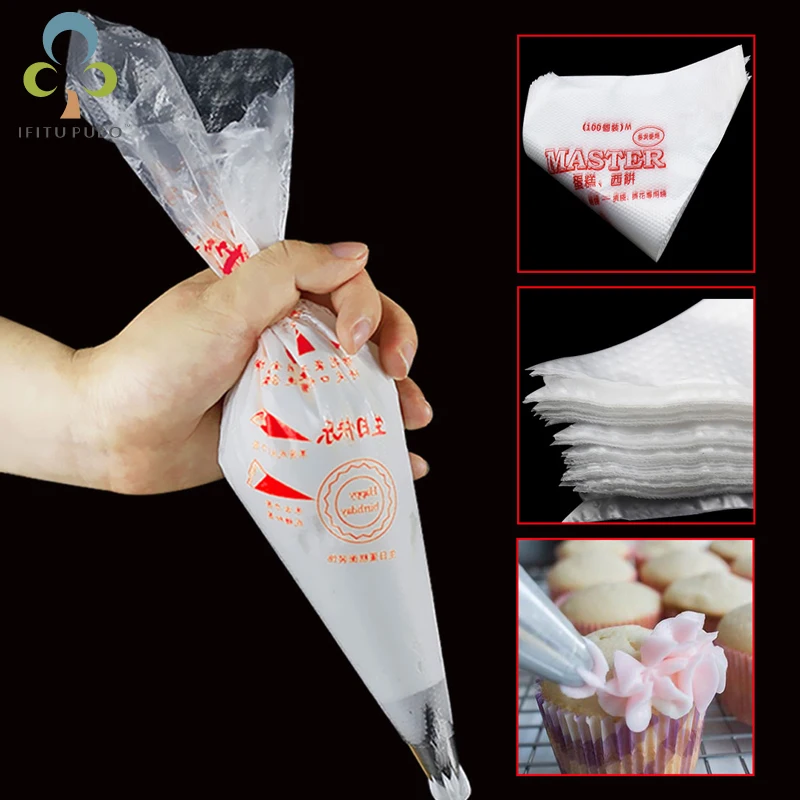 

50PCS/LOT Small/Large Size Disposable Piping Bag Icing Fondant Cake Cream bag Decorating Pastry Tip Tool WYQ