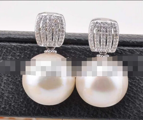 

xiuli 00523 Rare AAA+ 14mm WHITE shell PEARL E EARRING