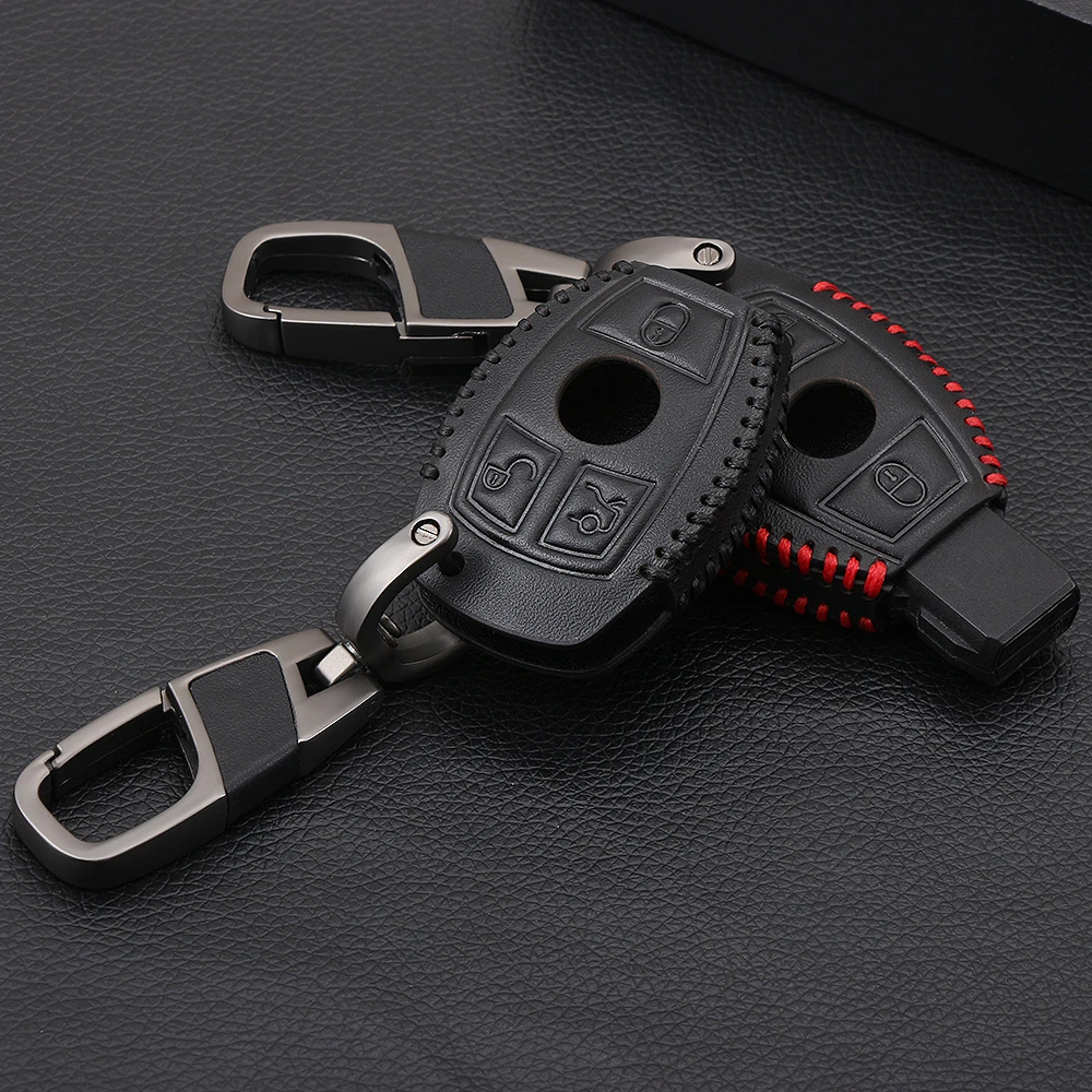 

Leather Car Styling Key Cover Case For Mercedes Benz W211 W203 W204 W210 AMG Class C E S ML GL CLA CLK C180 E200 Accessories