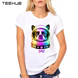 Teehub 2019 новая женская мода новинка космическая собака печатная Футболка повседневные футболка с коротким рукавом топы