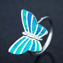 Marcatsa 2018 nuevo diseño azul ópalo verde fuego Animal anillo bohemio Vintage mariposa tótem anillos para mujer joyería regalo