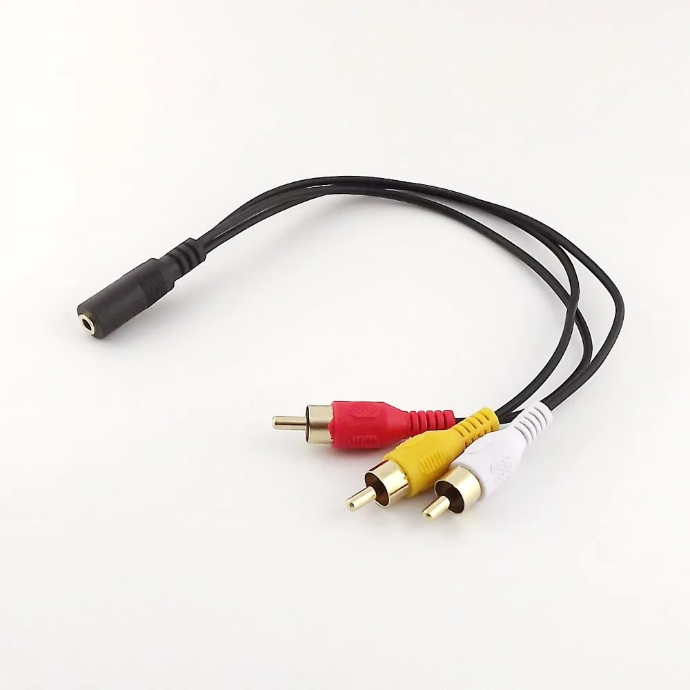 1 Pc 3.5 Millimetri Mini Stereo Femmina A 3X Rca Maschio M/F Av Tv Audio Video Adattatore Del Cavo Cavo Di 25 Centimetri