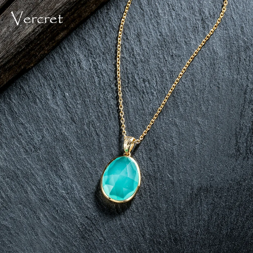 Vercret, изысканное ожерелье с кулоном aqua calci, ожерелье с цепочкой из стерлингового серебра 925 пробы, Женские Ювелирные изделия, подарки