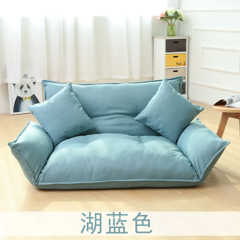 A,Modern Design Floor Sofa Bed 5 Position Adjustable Sofa Plaid Japanese Style Furniture Living Room Reclining Folding Sofa