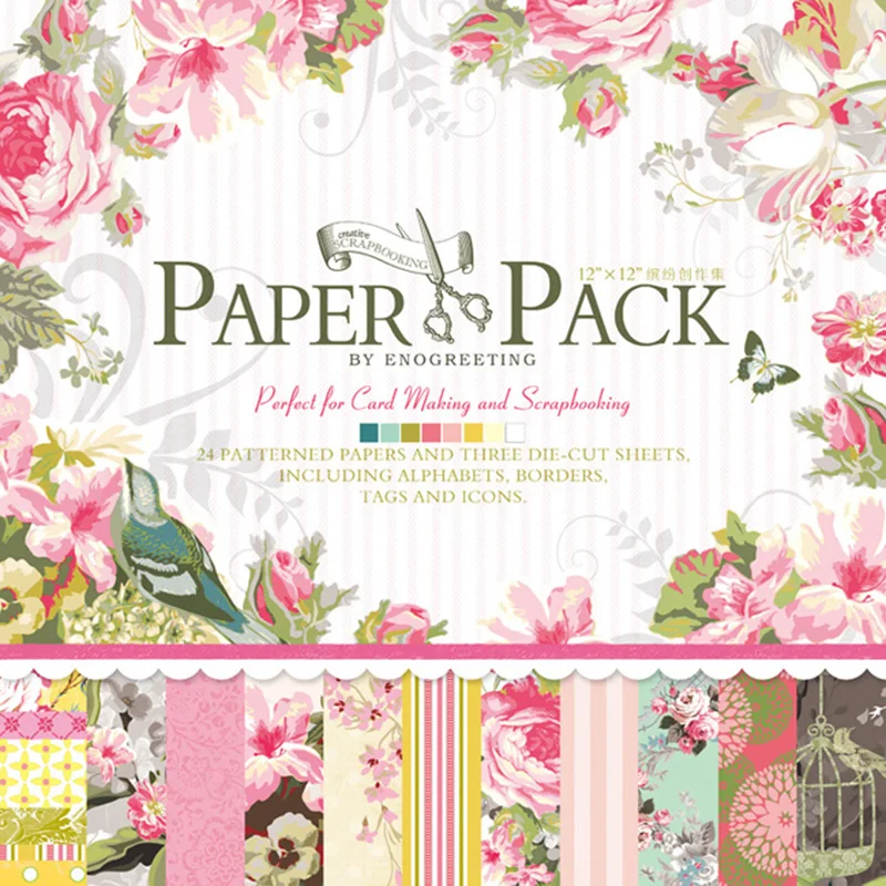 

cute vintage flower colorful scrapbooking craft paper with die cutting stickers DIY hobby use 5patterns available
