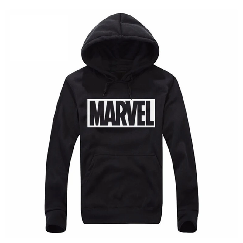 2017 New Marvel Letter Print Black Sweatshirt Men Hoodies Fashion Solid Hoody Men Pullover Men's Tracksuits male coats