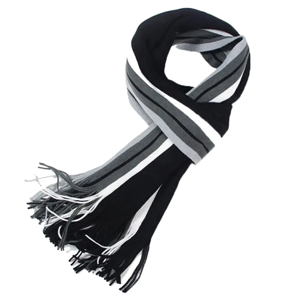 Синий Модный зимний теплый мужской шарф Классический Полосатый Искусственный шарф мужской шарф с кисточками длинный шарф-Пашмина HSJ88 - Цвет: Синий