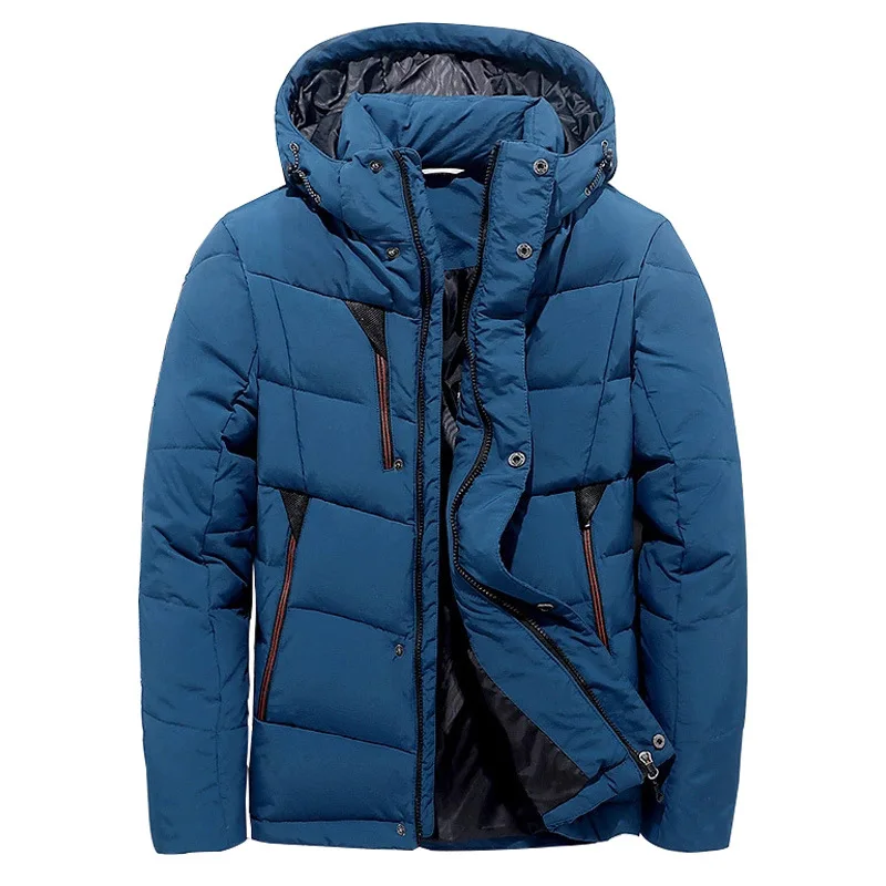 

2018 New winter men's white duck down short section thick hooded leisure men's Solid Colors jackets male coats
