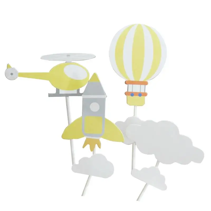 

4PCS Cake Topper Cartoon Balloon Plane Cloud Decor Party Cake Topper Cupcake Topper For Birthday