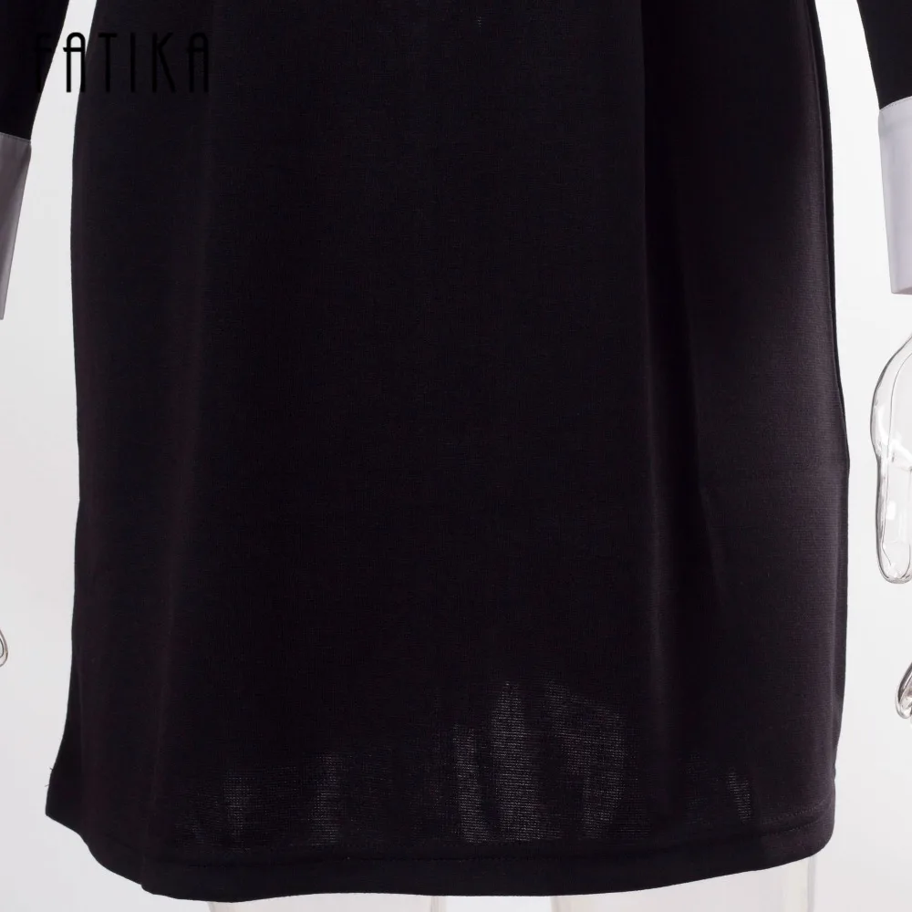 FATIKA, модное осенне-зимнее женское Элегантное повседневное платье, обтягивающее черное платье с воротником Питер Пэн и длинным рукавом для женщин