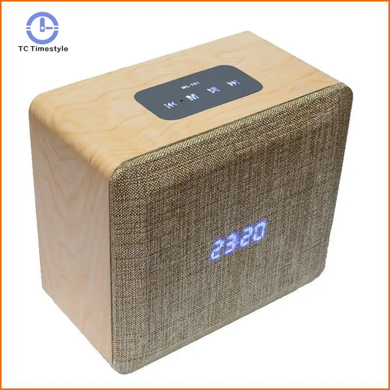 

Output 5W Retro Wooden Mobile Phone Outdoor Multi-function Mini Portable Bluetooth Audio High Quality LED Alarm Clock