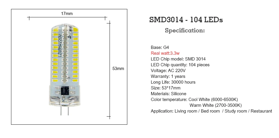 KARWEN 10 шт. светодиодный G4 лампа высокой мощности 3 Вт SMD2835 3014 DC 12 В AC 220 В светильник 360 Угол луча заменить для хрустальной люстры