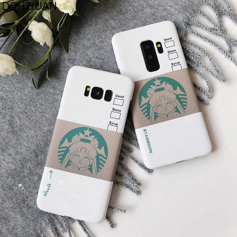 

DCHZIUAN For Samsung Galaxy S10 S8 S9 Plus Case Sailor Moon White Fashion Cover For Galaxy Note 8 Note 9 Hard Plastic Phone Case