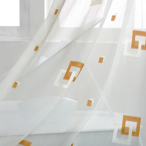 NAPEARL геометрический дизайн плед Вуаль Тюль Шторы несколько цветов шторы ткани тюль окна современные шторы в спальню балкон - Цвет: Оранжевый