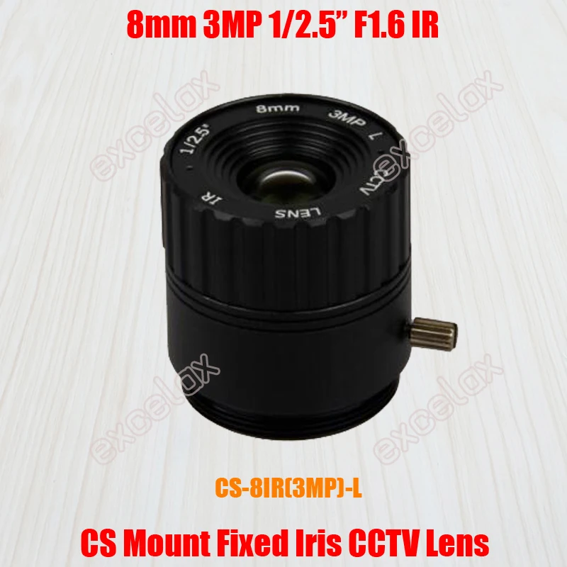 

High Quality 3MP 1/2.5" 8mm F1.6 CS Mount CCTV Lens Manual Iris IR Multilayer Coating for 960P 1080P 1.3MP 2MP Analog IP Camera