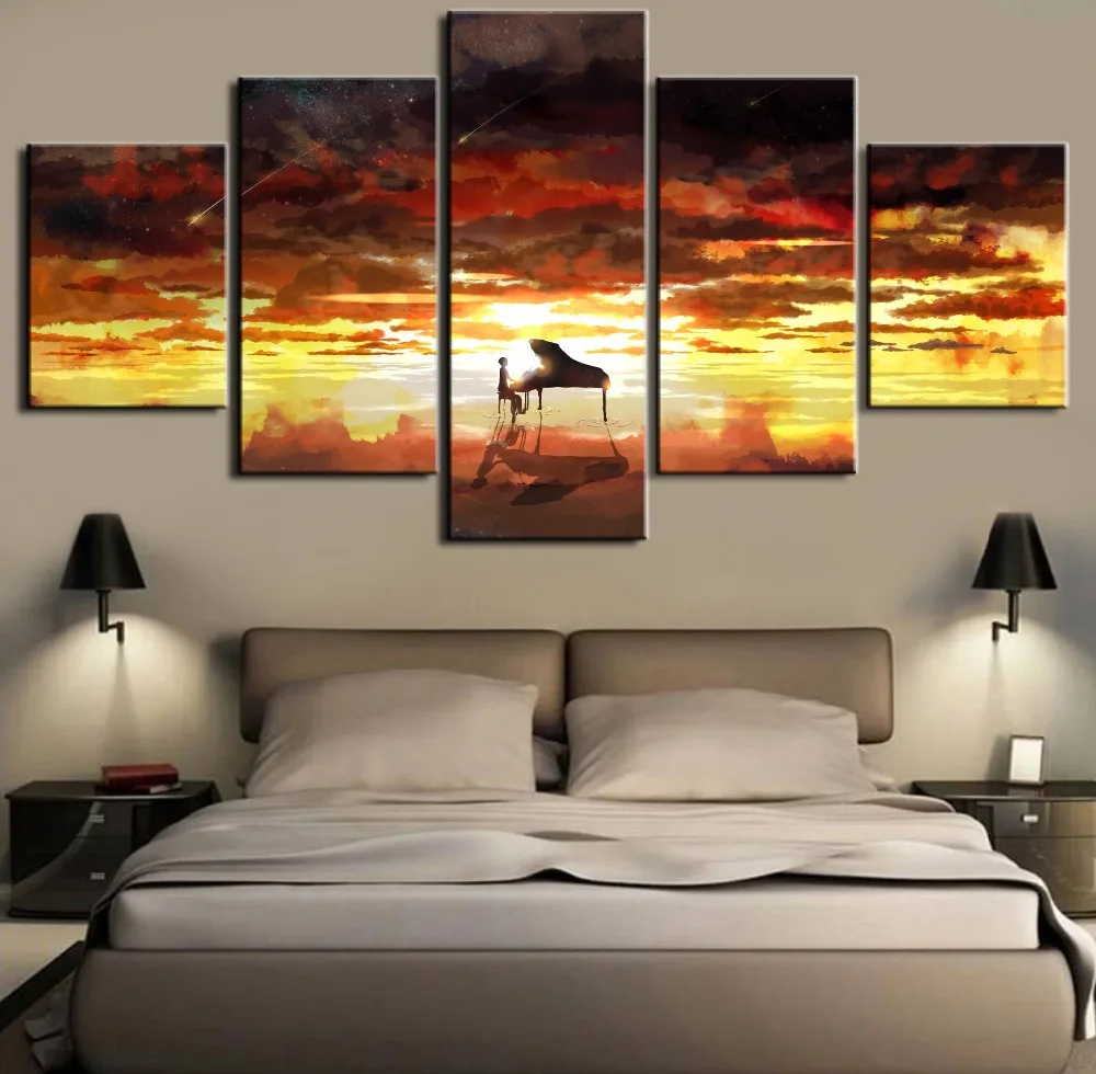 

Your Lie in April Piano 5 Pieces Anime Modern Decorative Canvas Painting HD Print Painting Art Decorations Wall Art Decor