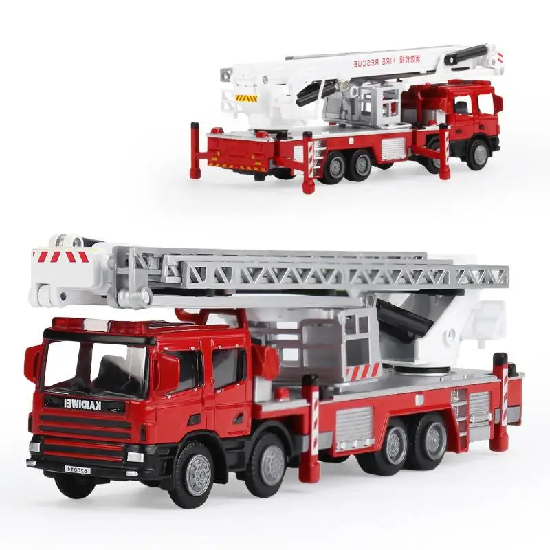 

1:50 Alloy Engineering Vehicle Model Metal 119 Ascends Fire Truck Lift 360 Degrees Rotation Water Tank Ladder For Boy
