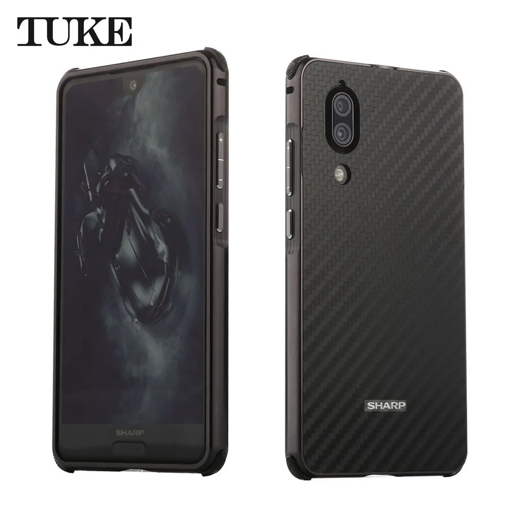 TUKE для SHARP AQUOS S2 Para Coque металлический алюминиевый бампер+ матовый чехол 2 в 1 из углеродного волокна для Xiaomi MI6 Funda - Цвет: Черный