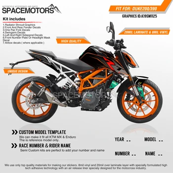 

MotoSpace Customized Team Graphics Backgrounds Decals 3M Custom Stickers For KTM DUKE 390 2011-2016 2017-2019 125