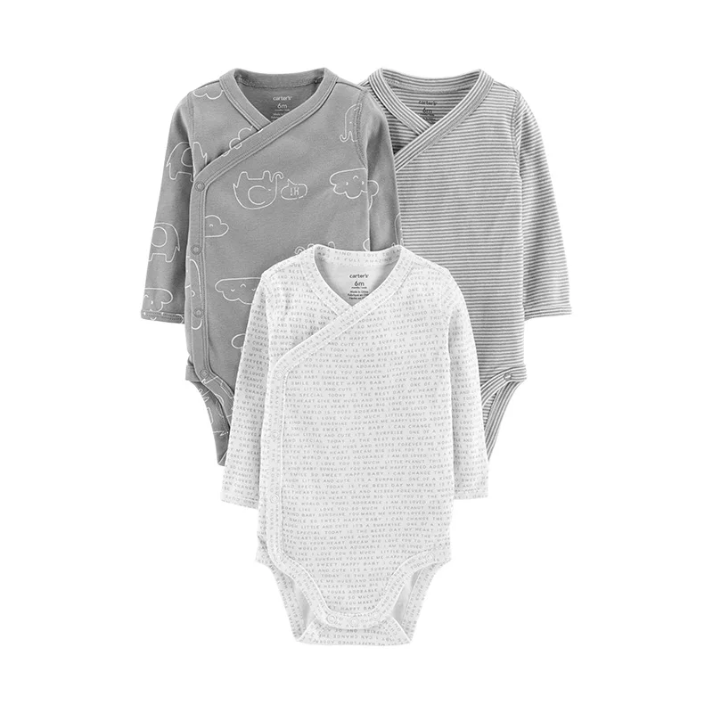 Carters 3Pcs baby boy bodysuit Cute print side snap long sleeve
