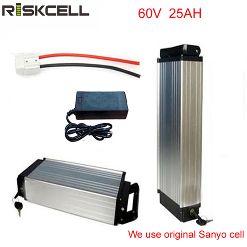

60v 25ah rear rack ebike lithium ion battery 60V 3000W electric bicycle battery with charger For Sanyo GA3500 cell