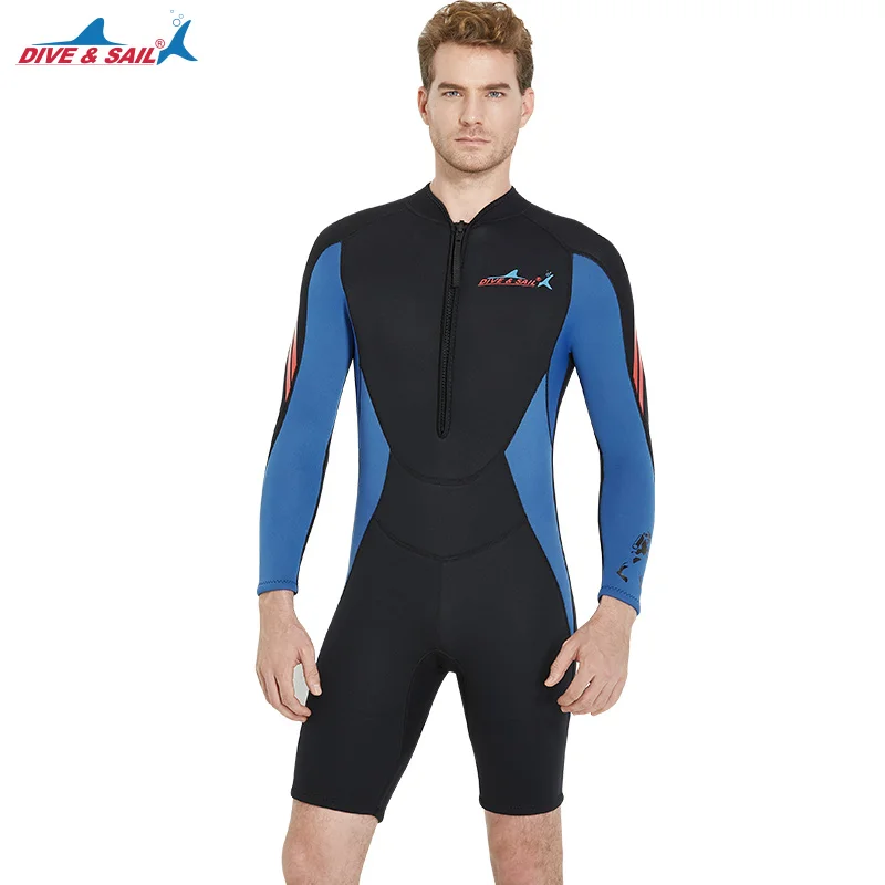 Wetsuits Men's Premium Neoprene 3mm Shorty Long Sleeve Springsuit Front