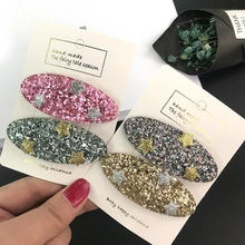 2 шт. заколки для волос девочка Star блёстки блеск сладкий заколки шпильки Бобби орнамент аксессуары для волос Головные уборы парикмахерские челнока