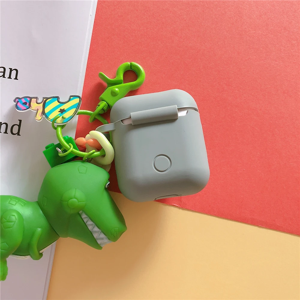 Cute Toy Story Rex Зеленый Динозавр Хэмм Свинья силиконовые чехлы для Apple Bluetooth наушники Airpods Чехол Air Pods 2 Acessorios